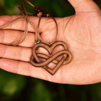Wooden Necklace Handcrafted with Artistic Style Heart