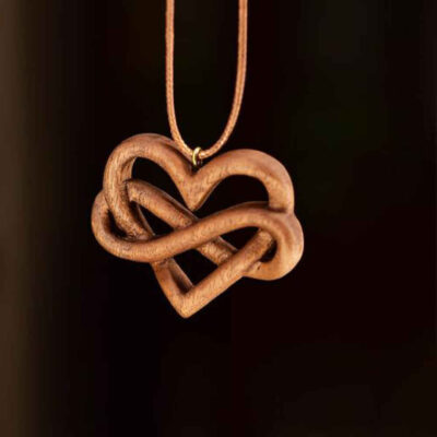 Wooden Necklace Handcrafted with Artistic Style Heart