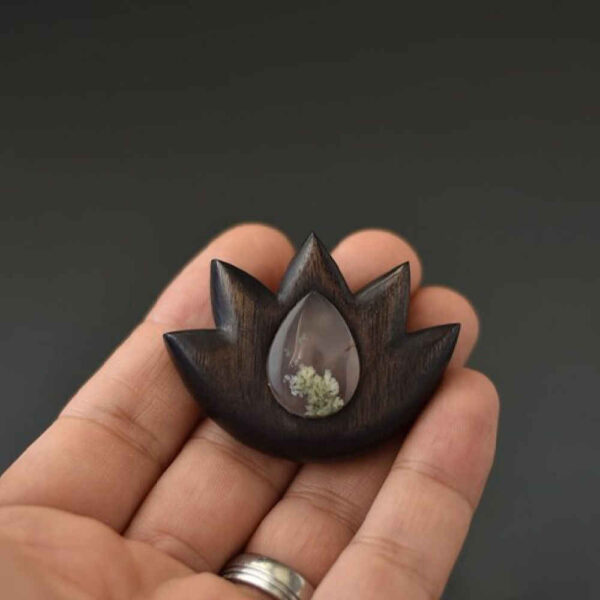 Wooden Necklace Handcrafted with Artistic Style Lotus