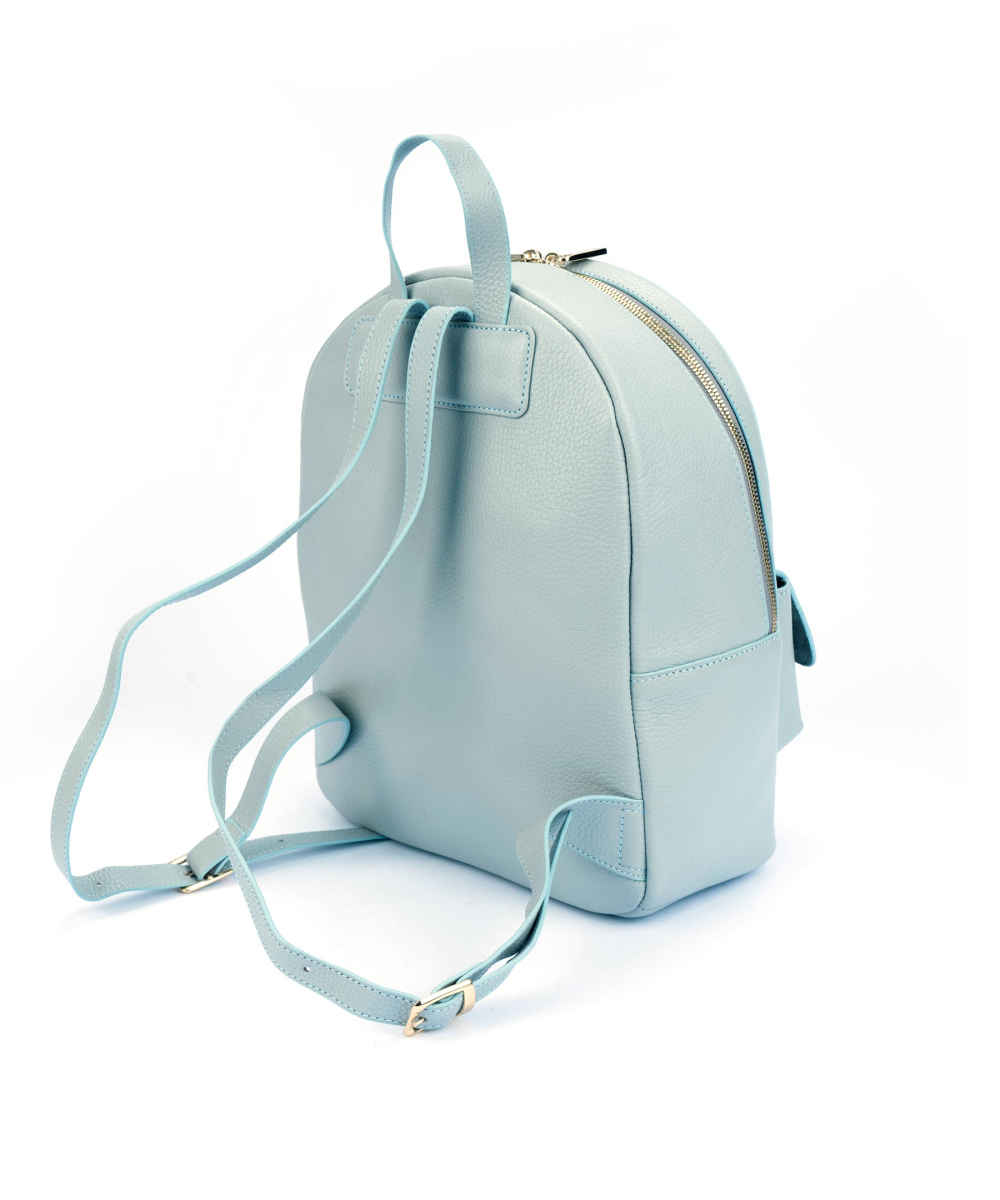 Light Blue Leather Women’s Backpack – Model Shahrzad