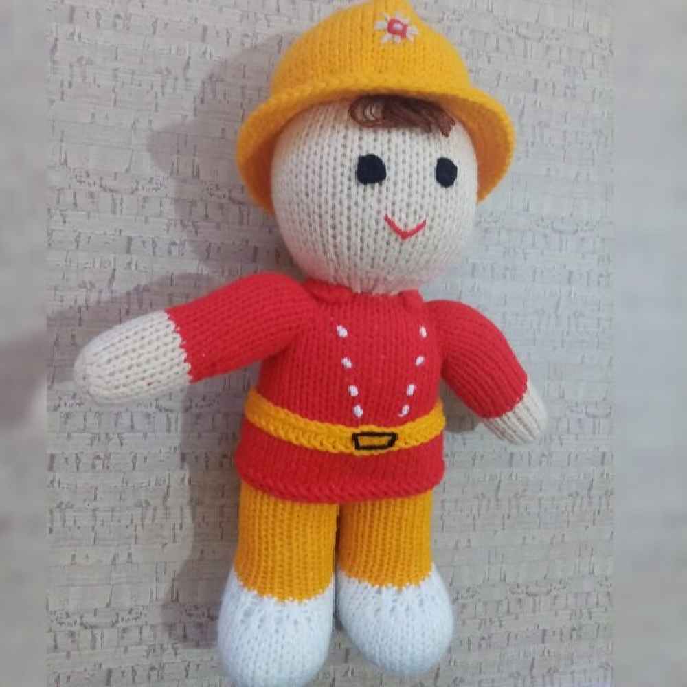 Amigurumi Handmade Crochet Stuffed Doll – Firefighter | Soft Plush Toy