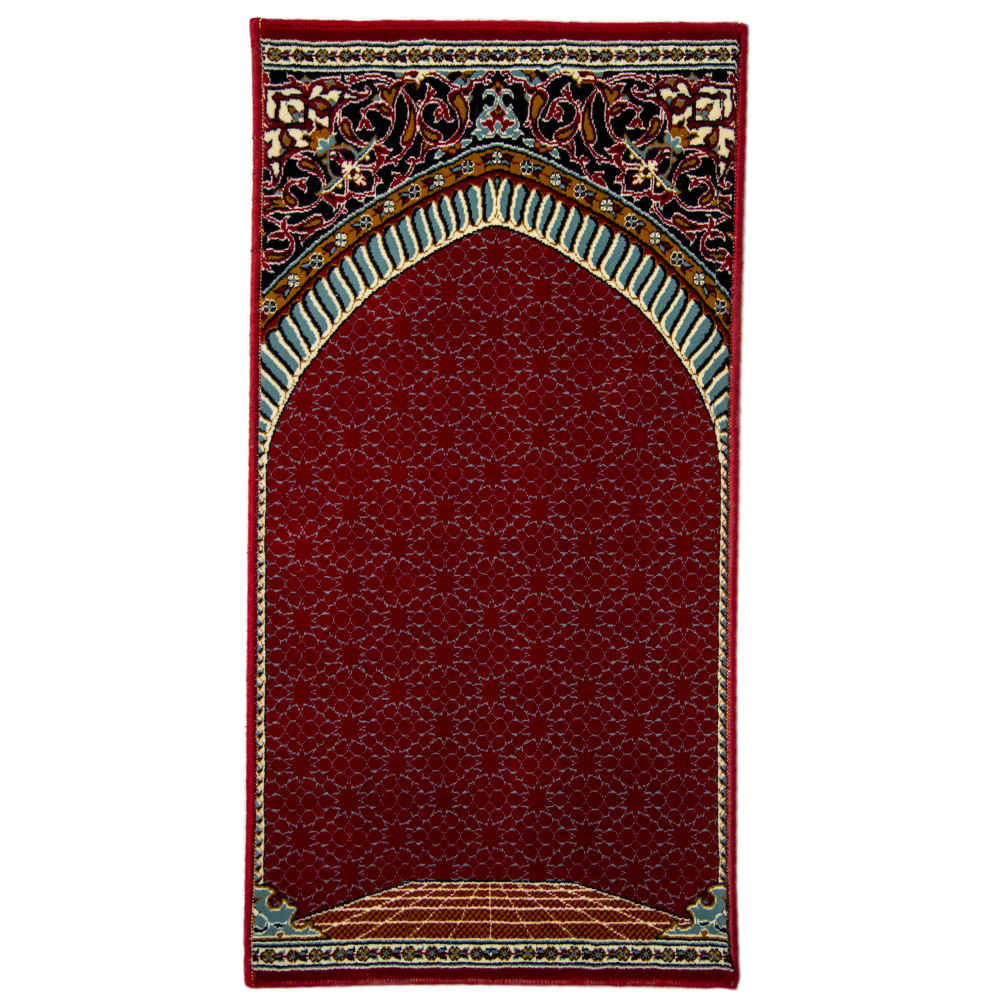 Islamic Prayer Rug Velvet Sajadah with Mihrab Design for Muslims