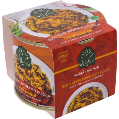 Loobia Polo – Persian Rice & Green Beans with Meat, Canned (Pack of 6)