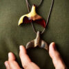 Set of 2 Carved Wood Pendant with Resin Handcrafted Artistic Dolphin