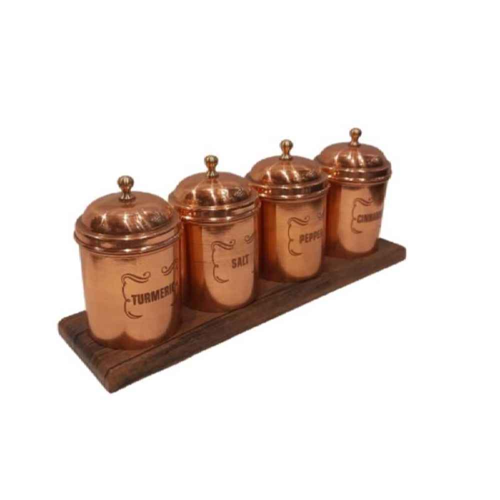 Copper Canister Jar Handcrafted to Enhance your Kitchen Dara (4x)