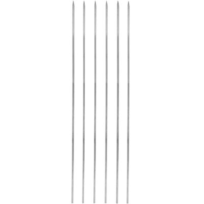 Set of Six Thin Steel Skewers (50 cm) for Liver Kebab and Grilling