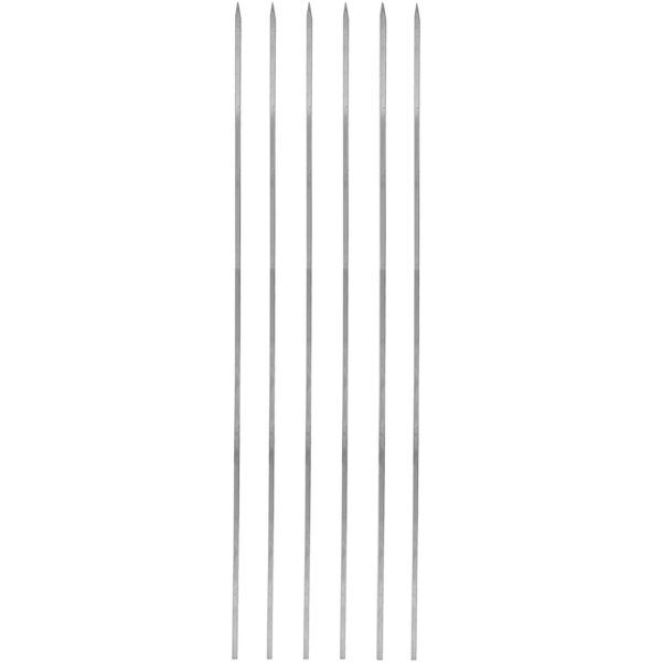 Set of Six Thin Steel Skewers (50 cm) for Liver Kebab and Grilling