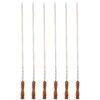 Set of Six Steel Skewers with Wooden Handle (60 cm) for Kebab and Grilling