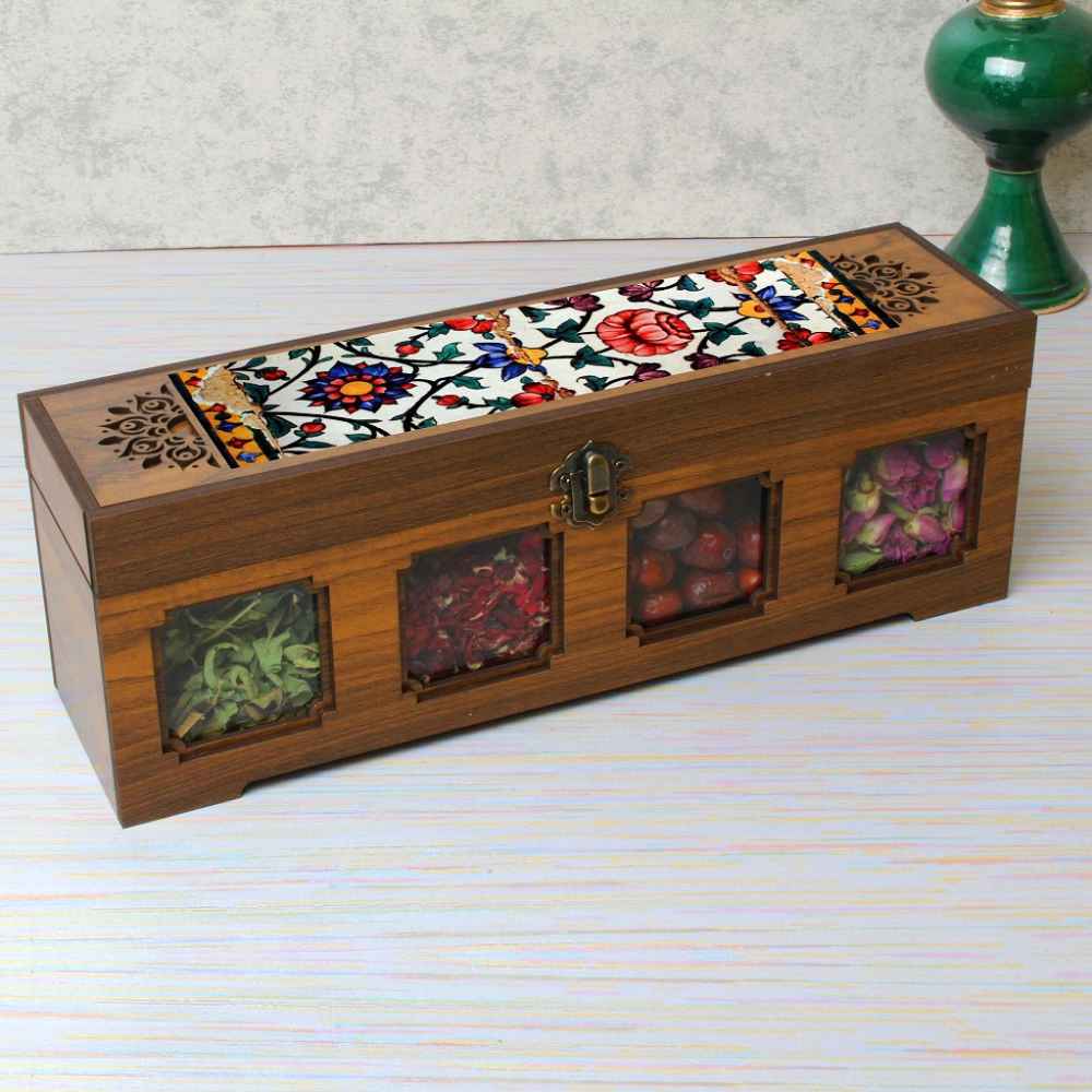 Wooden Spice Rack with 12 Jars – Persian Inspired Tanin