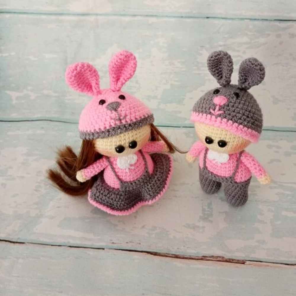 Amigurumi Handmade Crochet Stuffed Doll – Set of 2 Fantasy Dolls | Soft Plush Toy