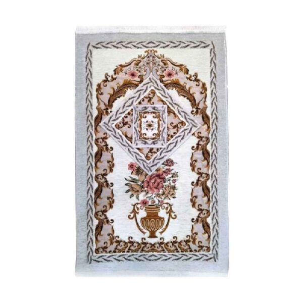 Islamic Prayer Rug Padded Velvet Sajadah with White Mihrab Design for Muslims