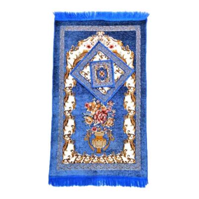Islamic Prayer Rug Padded Velvet Sajadah with White Mihrab Design for Muslims