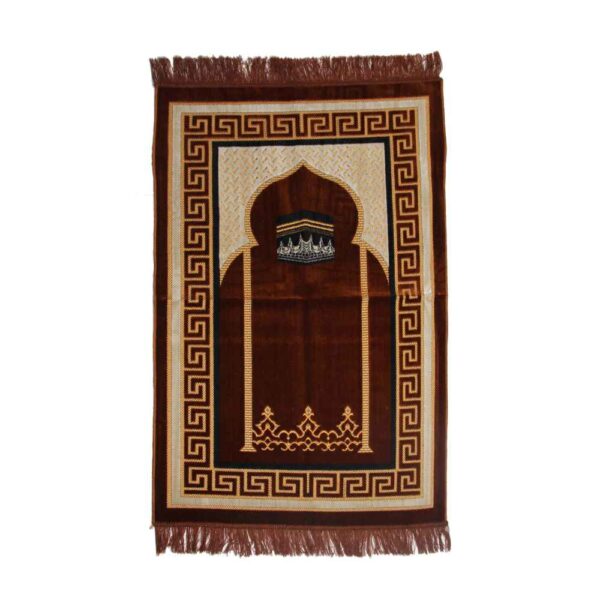 Islamic Prayer Rug Padded Velvet Sajadah with Kaaba for Muslims