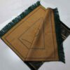 Islamic Prayer Rug Padded Velvet Sajadah with Green Mihrab Design for Muslims