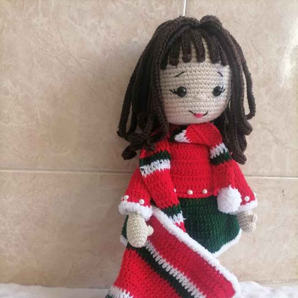 Amigurumi Handmade Crochet Stuffed Doll – Christmas Girl | Soft Plush Toy
