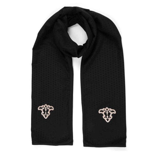 Solid black Shawl for Women with Ador Symbol