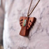Wood & Turquoise Pendant Necklace Model Ahura