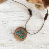 Wooden Pendant Necklace with Turquoise Artistic Style Nastaran