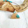 Wooden Pendant Necklace with Turquoise Artistic Style Triangle