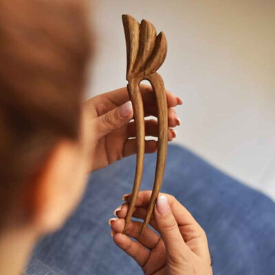 Wooden Hair Fork Handcrafted Matter Large Size Nika