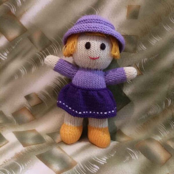 Amigurumi Handmade Crochet Stuffed Doll – Purple Lady | Soft Plush Toy