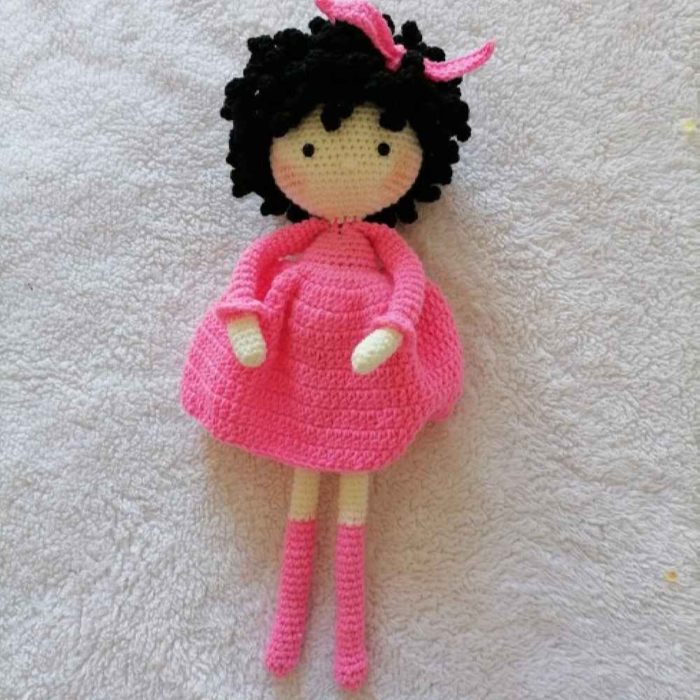 Amigurumi Handmade Crochet Stuffed Doll – Curly Girl | Soft Plush Toy