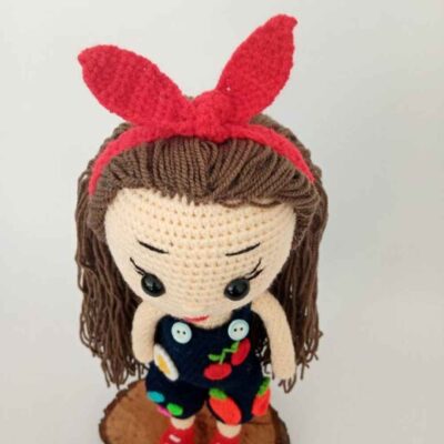 Amigurumi Handmade Crochet Stuffed Doll – Cherry Girl | Soft Plush Toy