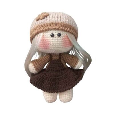 Amigurumi Handmade Crochet Stuffed Doll – Chocolate Girl | Soft Plush Toy