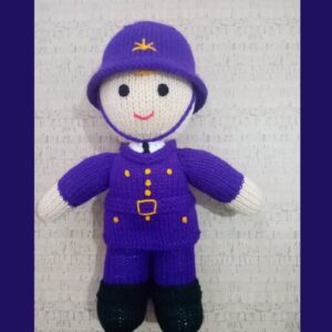 Police Hand Knitted Stuffed Doll