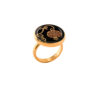 Steel Signet Ring with Agate Resin Covered and Gold Plated Pomegranate Symbol