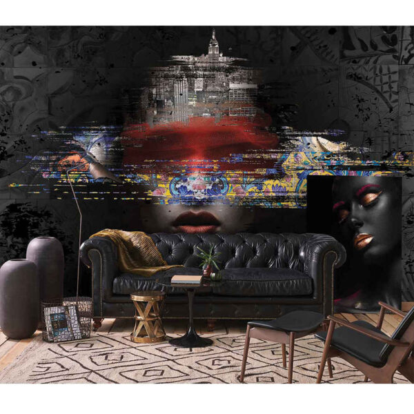 Black Abstract Wall Mural Model Zhivar for Modern Interiors