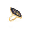 Steel Signet Ring with Garnet Resin Covered and Gold Plated Paisley Symbol
