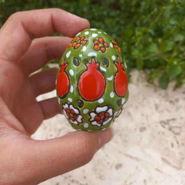 Decorative Green Minakari Pottery Egg