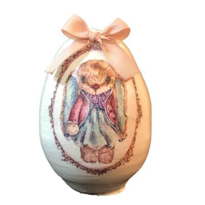 Decorative Hand Painted Pottery Egg – Rabbit