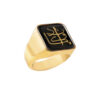 Steel Signet Ring with Onyx Resin Covered and Gold Plated Va In Yakad