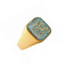Steel Signet Ring with Onyx Resin Covered and Gold Plated Va In Yakad