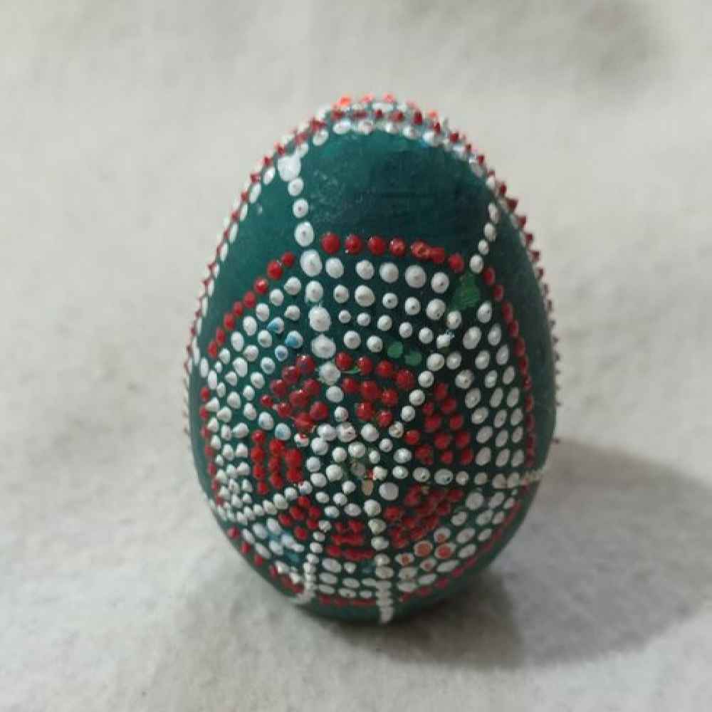 Decorative Hand Painted Pottery Egg - Green Nahal