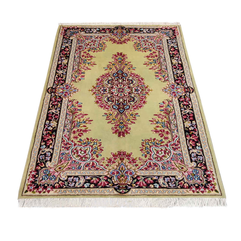 Persian Wool Carpet Hand-Knotted with Medallion design Model Narenj