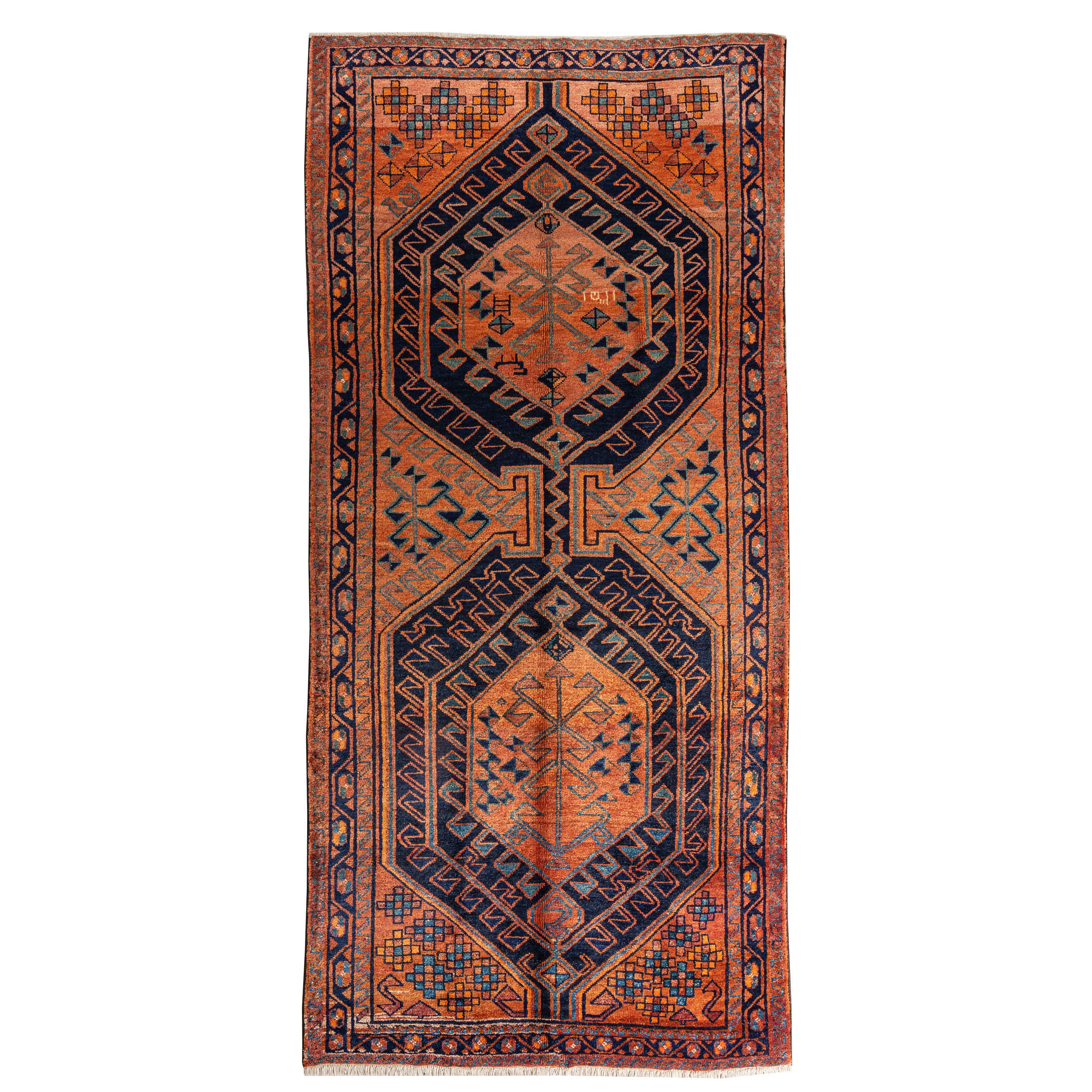 Vintage Tribal Hand-Knotted Persian Carpet Model Meshkin