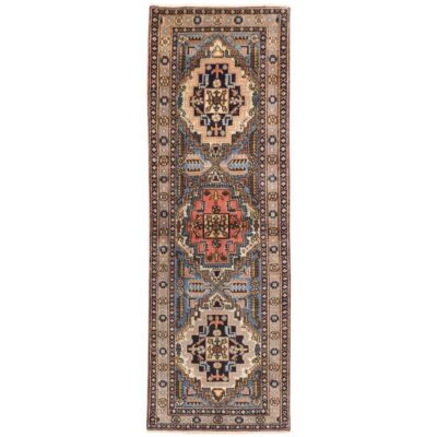 Vintage Tribal Hand-Knotted Persian Runner Carpet Model Sevin