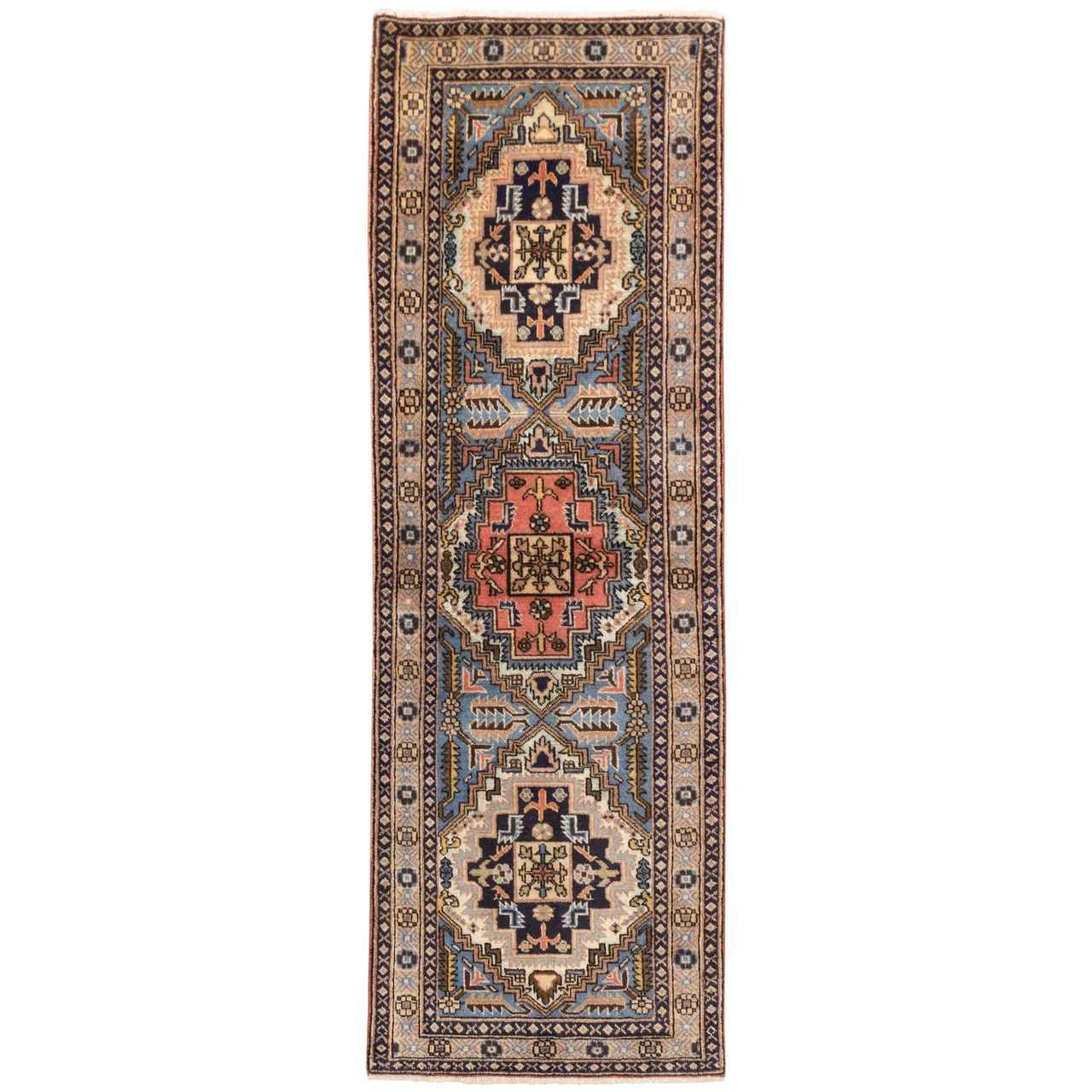 Vintage Tribal Hand-Knotted Persian Runner Carpet Model Sevin