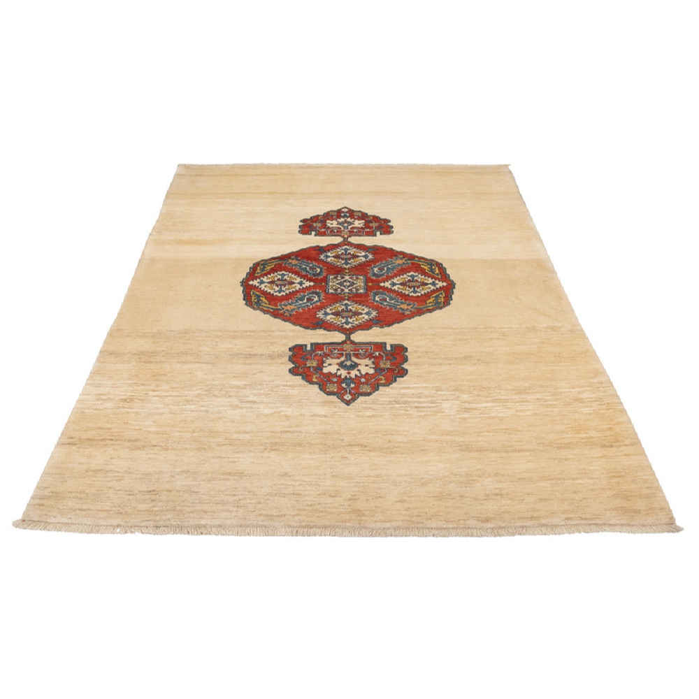 Persian Carpet with Wool Hand-Knotted Riz Mahi Cream