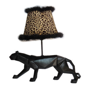 Handmade Black Ceramic Table Lamp Model Tiger