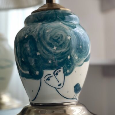 Ceramic Vase Table Lamp Handcrafted with Fabric Shade Fahim
