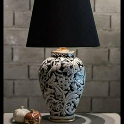 Ceramic Vase Table Lamp Handcrafted with Fabric Shade Floral