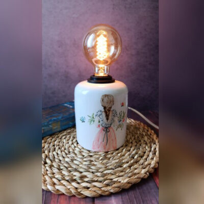Artistic Ceramic Table Lamp Handcrafted Girl