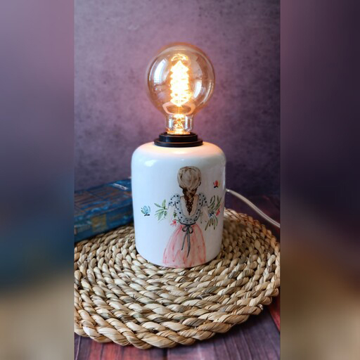 Artistic Ceramic Table Lamp Handcrafted Girl