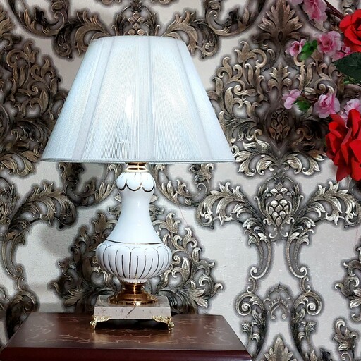 Ceramic Vase Table Lamp Handcrafted with Fabric Shade Hanan
