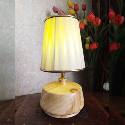Accent Wooden Table Lamp Handcrafted White Liana