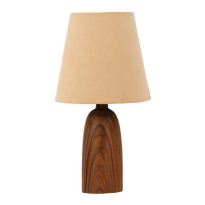Accent Wooden Table Lamp Handcrafted Cream Mana
